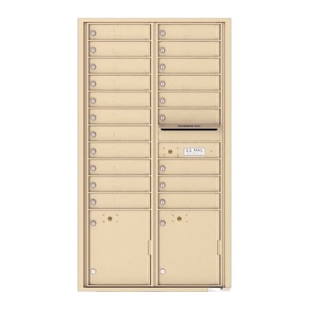 Florence Mfg Co Florence Versatile 4C Mailbox 4C16D-20, 56-1/2"H, 20 Mailboxes, 2 Parcel, Front Loading, Beige, USPS 4C16D-20SD